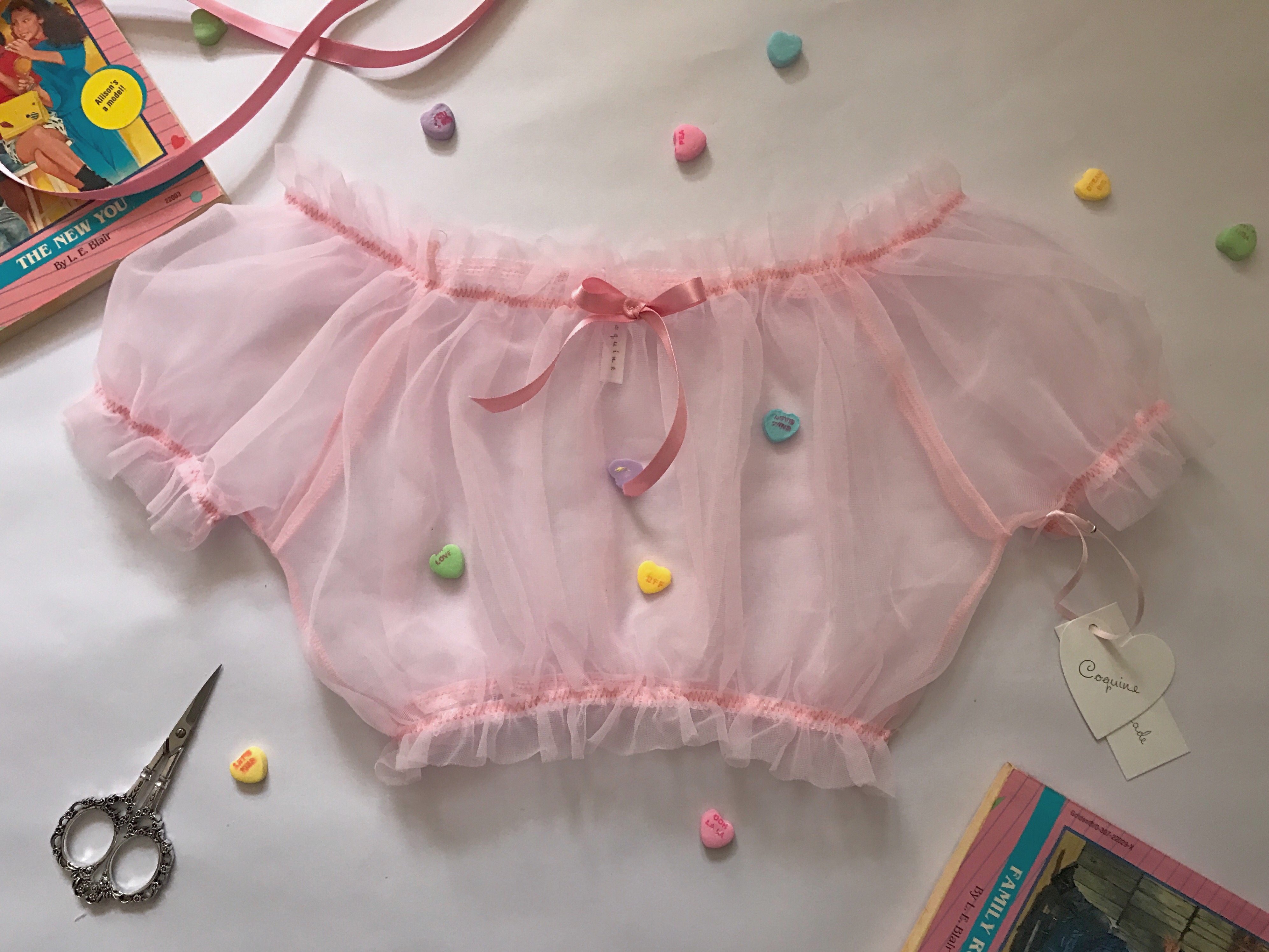 Coquine 100 %handmade bubble cuff mesh yarn suit