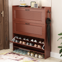 Dump shoe cabinet Ultra-thin household entrance porch cabinet large-capacity new Chinese style space-saving solid wood color storage shoe rack