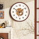 Medieval style wall clock living room 2026 new high-end solid wood wall clock silent clock home Song style aesthetics