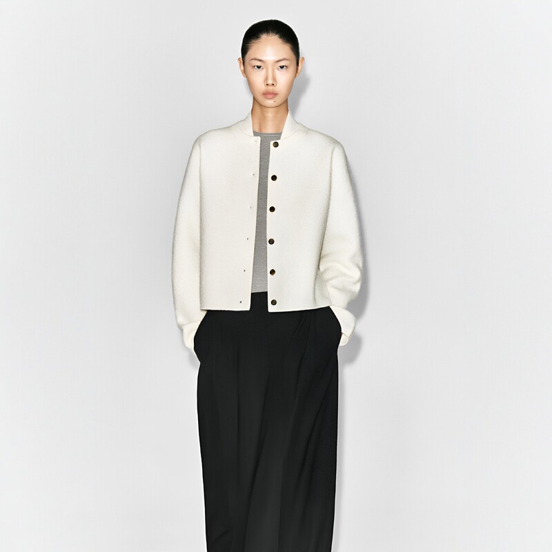Cs Women's Clothing Standard Fit Layered Collar Merino Wool Cardigan 2026 Autumn New Arrival 1358149004