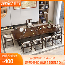 Large board solid wood tea table home with modern simple kung fu tea table new Chinese Zen office brewing tea table and chair combination