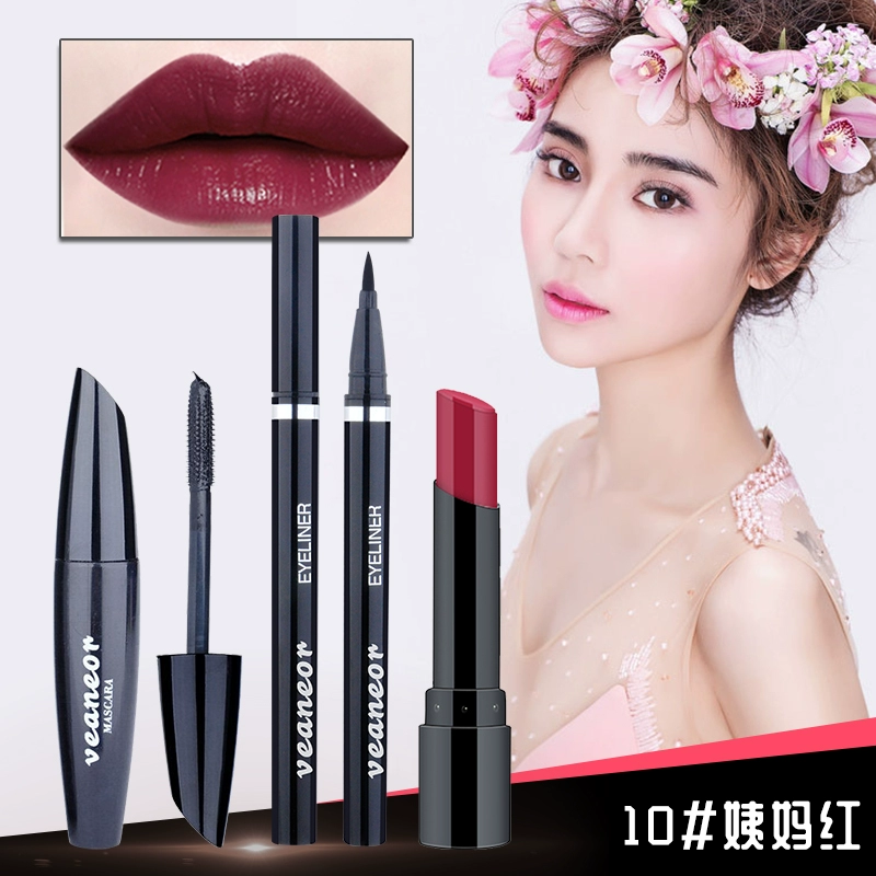 Học sinh mới bắt đầu trang điểm trọn bộ gồm 3 bộ mascara mascara không thấm nước không nở