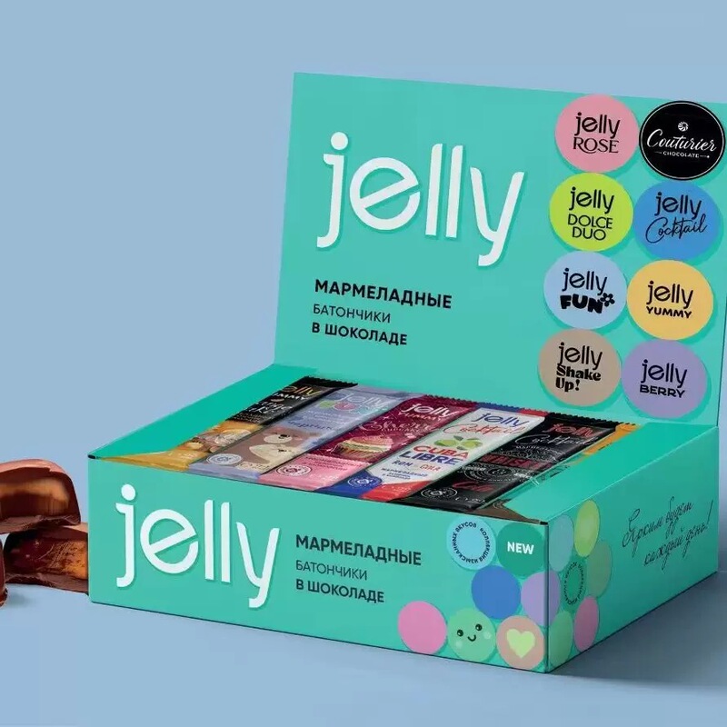 Russian Designer Chocolate with Raspberry, Mint, Orange, Ginger, Peach, Passion Fruit, and Cola Flavors