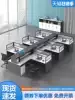 Staff desk 2 4 6 artificial screen office staff solid wood desk and chair combination simple and modern