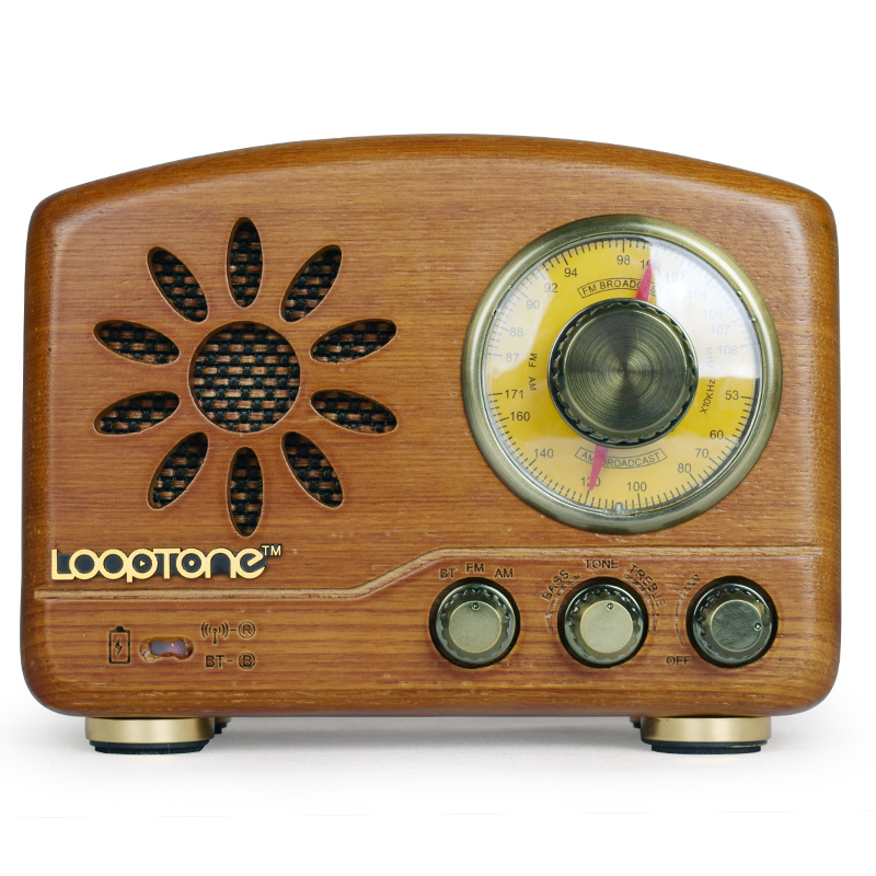 Solid wood old-fashioned radio retro-nostalgia portable rechargeable old elderly small Bluetooth sound player