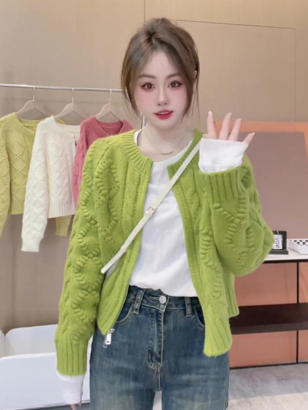 Candy-Colored Cardigan Sweater Jacket for Women, Spring 2026 New Style, Loose and Lazy Style, Hollow-Out Knit Top for Women