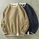 Japanese retro heavyweight fake two-piece sweater for men in autumn and winter new round neck pullover bottoming shirt for men to wear outside