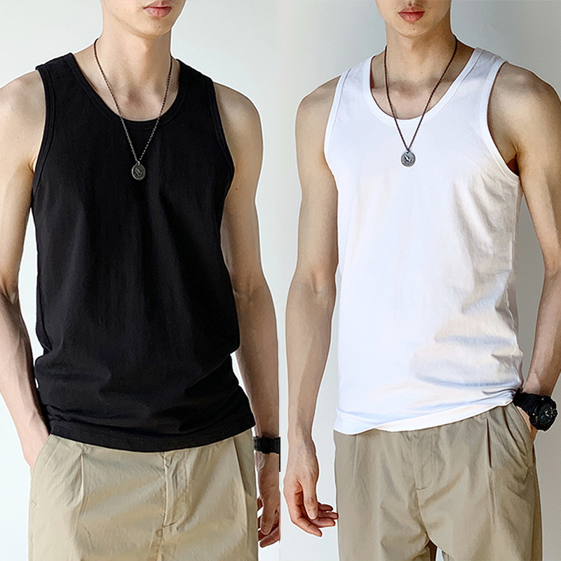 (Buy One, Get One Free) 230g Heavyweight American-Style Pure Cotton Tank Top for Men, Fitness Sports Undershirt, Solid Color Sleeveless T-Shirt