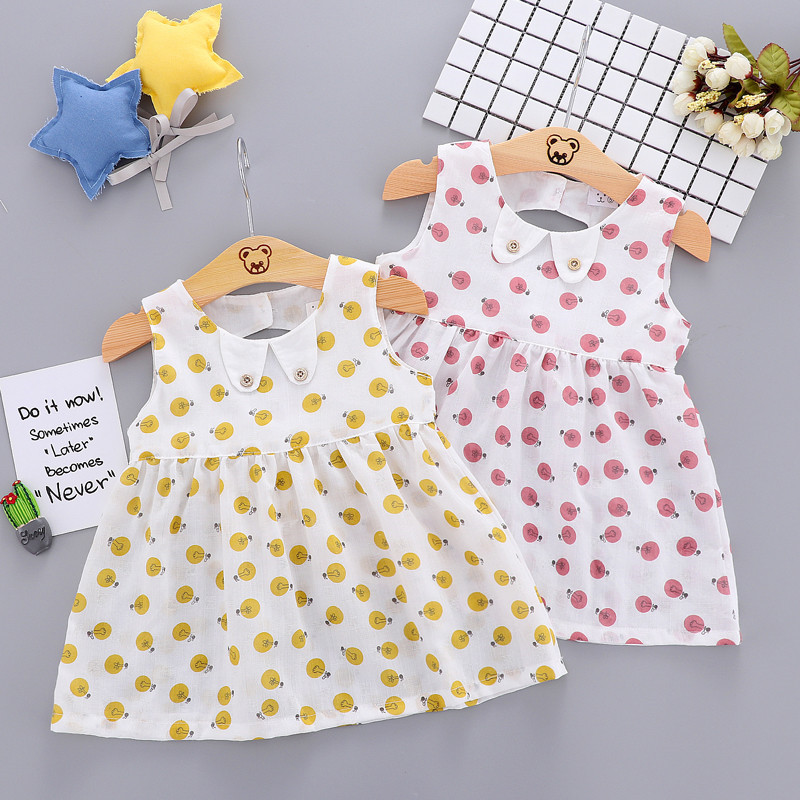 Female Baby Cotton Fabric Skirt 0-1-2-3 Year Old Girl Cartoon Foreign Dress 6-7-8 Month Baby 100 Days Foreign Dress