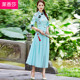 Han chiếc váy của phụ nữ váy mùa hè Trung Quốc gió lớn phù hợp đang in trà Tang cộng hòa phụ nữ phù hợp của Trung Quốc được cải thiện sườn xám áo khoác hai mảnh bộ