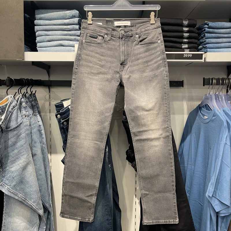 Ck/Calvin Klein Men's Spring New Washed Faded Loose Straight Stretch Jeans Trousers Ck/Calvin Klein Men's Spring New Washed Faded Loose Straight Stretch Jeans Trousers
