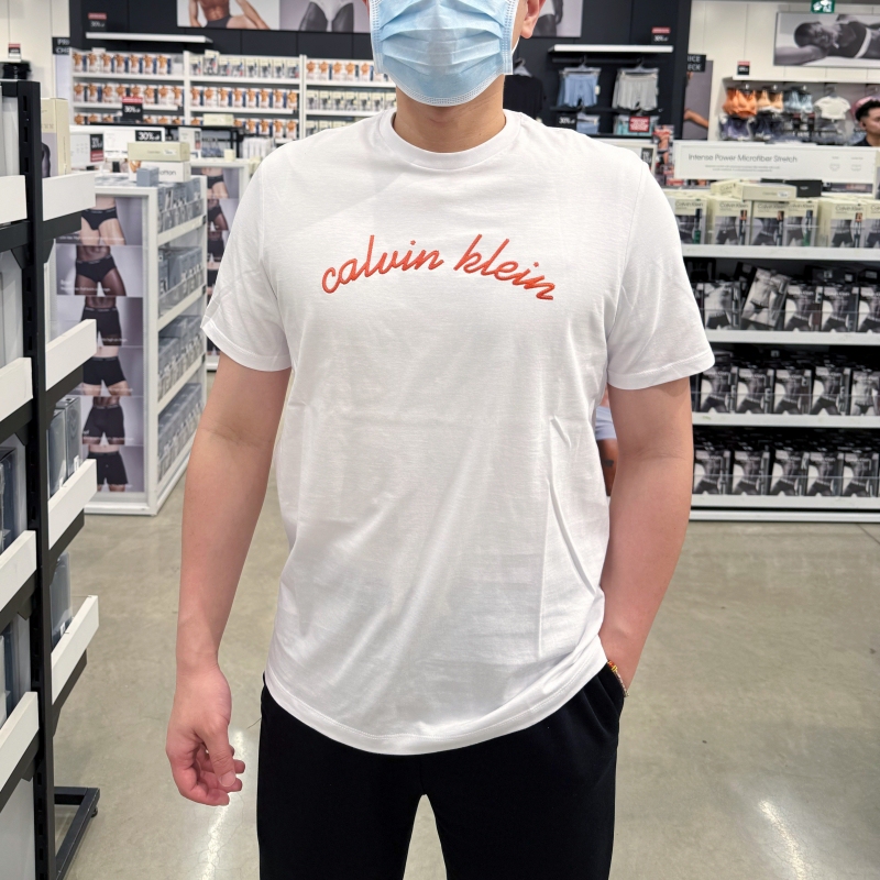 2025 Summer New Ck Calvin Klein Men's Simple and Versatile Embroidered Logo Pure Cotton Short-Sleeved T-Shirt