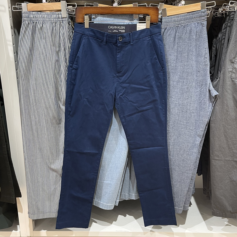 Ck Calvin Klein Men's Autumn Simple Solid Color Versatile Stretch Straight Casual Pants Cargo Pants Long Pants