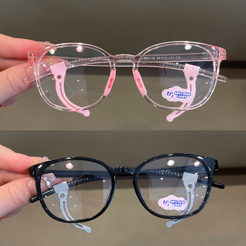 New Style Children's Non-Prescription Glasses for Girls, Computer Goggles for Online Browsing, Anti-Blue Light Glasses with Hook for Boys, Toddlers, and Elementary School Students