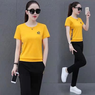 运动套装女春夏季2021新款休闲时尚套装女韩版洋气宽松显瘦两件套