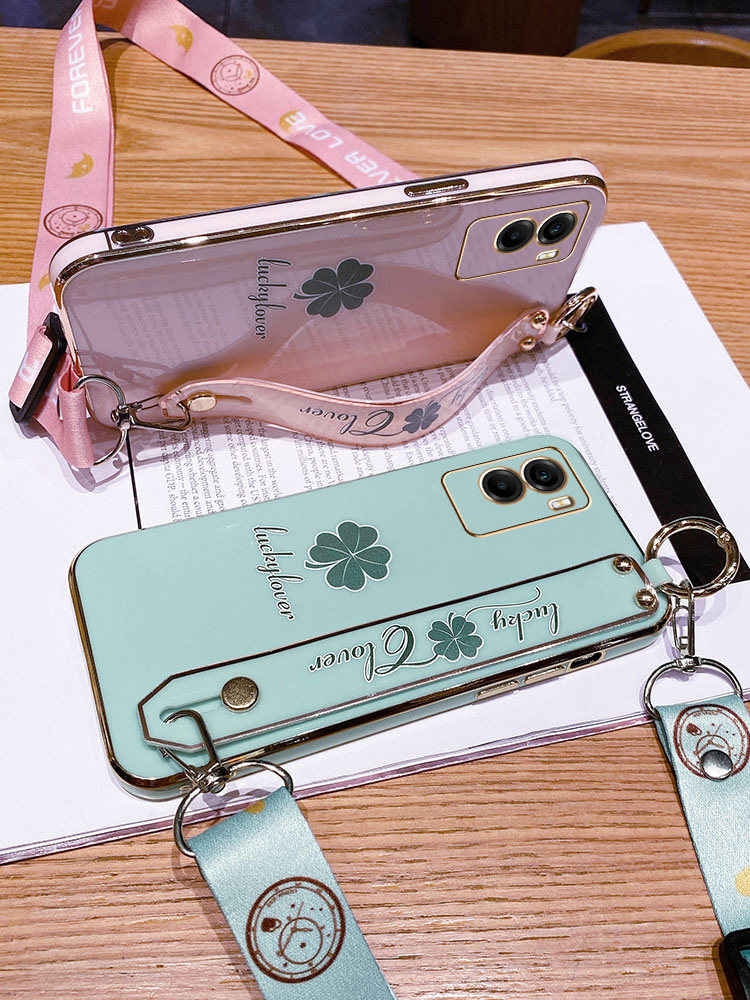 Suitable for Vivo Y35 Phone Case, New Vivo Y35M Wristband Protective Case, V2230A Silicone, Full Coverage Vivo Y0, Anti-Drop 5g Soft Case, Vivo Crossbody Lanyard, Y35 for Women, Fresh and Trendy