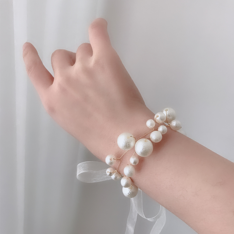 Baroque Style Pearl Wrist Floral Bridal Accessories Groom Chest Flower Korean Fancy Wedding Bridesmaid and Sisters of the Sisters