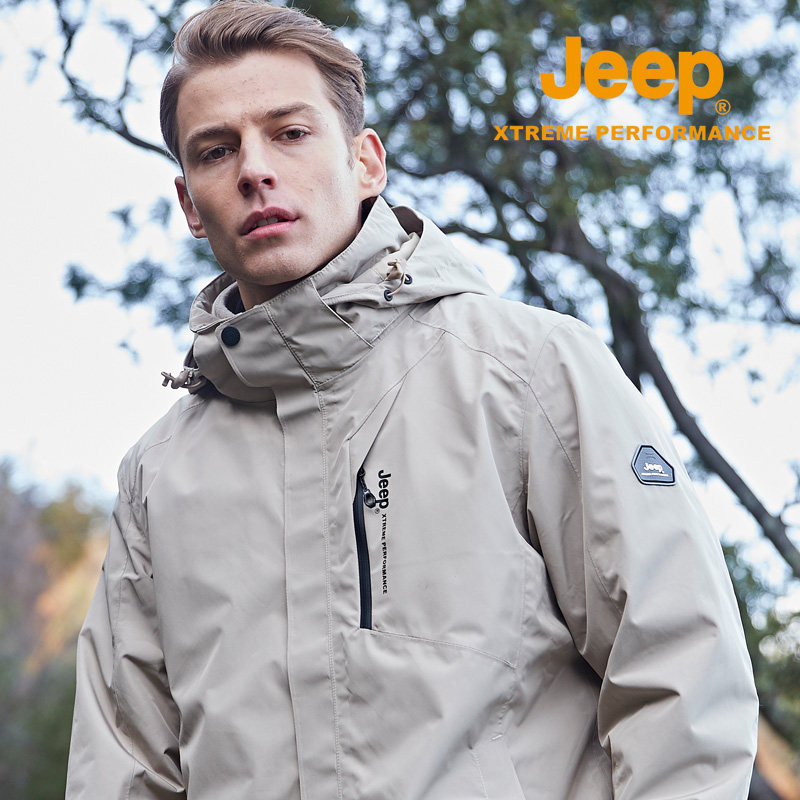 Jeep sub-striker man three-in-one can remove two-piece men's waterproof mountaineering suit outdoor plus thickening coat