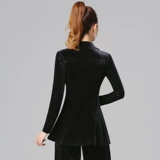 Бархатная черная модная куртка, облегающий крой