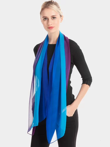 Актуальные шелковые шарф -шарф длинный градиентный цвет -защищенные шарф пряжи Элегантная женская школьная церемония шоу