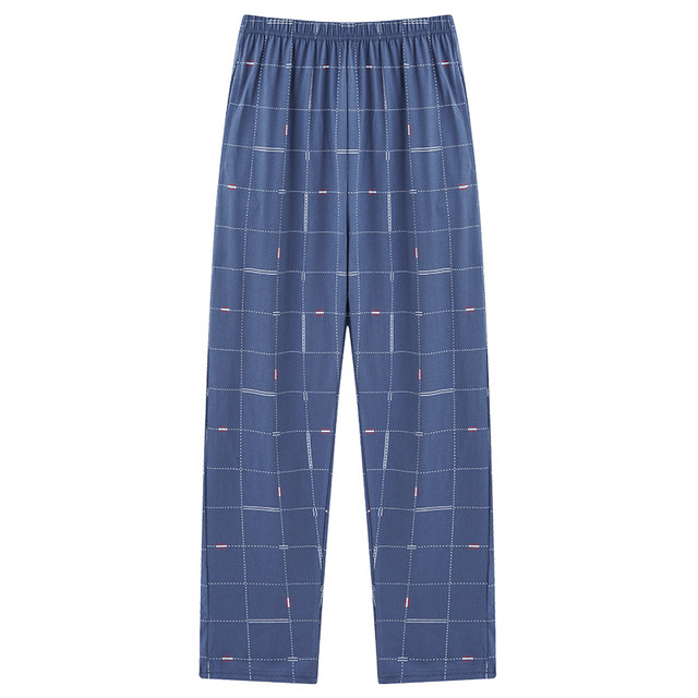 Langsha pajamas ຜູ້ຊາຍ summer trousers ຝ້າຍບໍລິສຸດບາດເຈັບແລະບາງພາກຮຽນ spring ຝ້າຍແລະ summer ຝ້າຍຂະຫນາດໃຫຍ່ວ່າງບ້ານເຄື່ອງປັບອາກາດ trousers