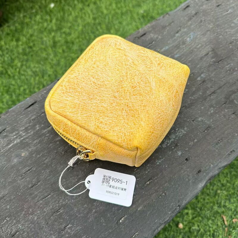 First-Layer Cowhide Leather Bracelet Bag, Coin Purse, Detachable Inner Wallet, Coin Bag, Storage Bag, Portable Small Square Bag