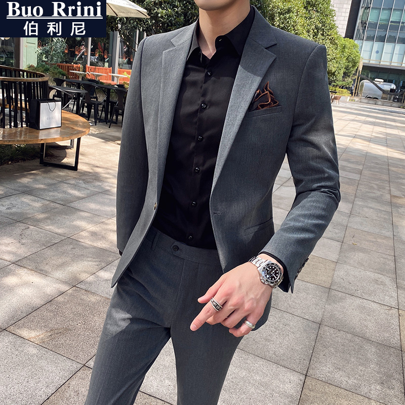 Casual Suit Men Suit Jacket Jacket Single Piece Korean Version Light Cooked Wind Trendy Bridegroom Marries Yingren Yuppie Handsome