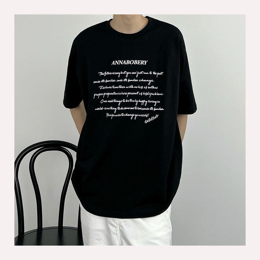 SC 22 summer short sleeve T-shirt male Korean version ins letters round collar minimalist loot T-shirt trendy casual couple blouse