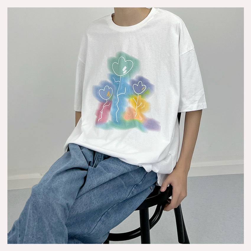 SC 22 Korean version Summer printed short sleeve T-shirt round collar design sensation small crowdsourced senior feel half sleeve undershirt male and female tide