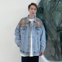 SC 21 spring and autumn ruffian handsome jacket mens trend wild stitching denim Korean version loose ins tide brand mens jacket