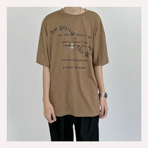 SC22 Summer Port Wind Ins casual washed 100 hitch Loose Round Collar Letter Printed Ruffled short sleeve blouse T-shirt man