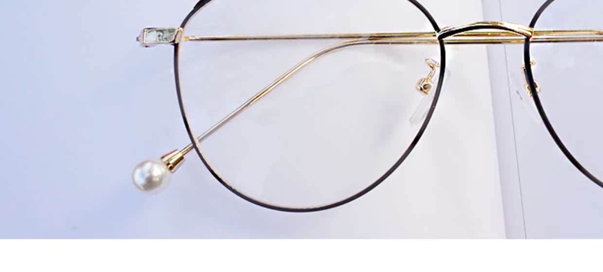 Kính lúa mì mới khung nữ thủy triều Harajuku retro kim loại tròn khung gương phẳng mặt lớn lá ngọc có thể được trang bị cận thị kính porsche