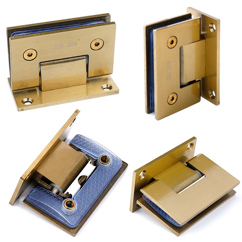 90 degree titanium gold wire frame glass door clamp 304 stainless steel bathroom clip