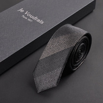 (France JV) mens silk tie dress business marriage narrow Korean version of work students 6cm gift box E12