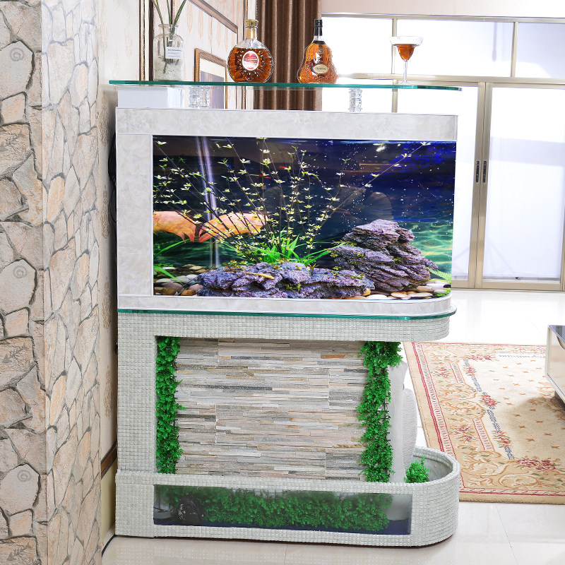 Water curtain wall porch fish tank aquarium ecological flowing water screen glass living room large turtle tank 1 2 meters custom