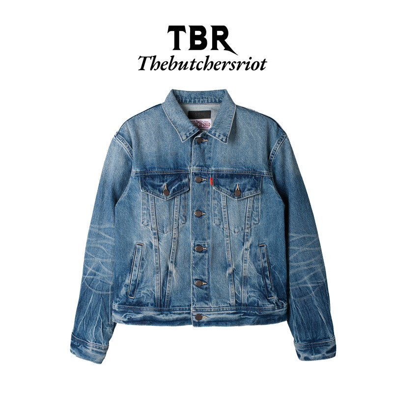 Tbr Red Selvedge Indigo Washed Flame Tie-Dye Type3 Denim Jacket