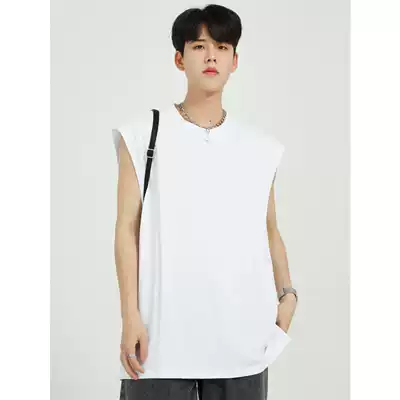 Dosho men's 2021 summer new Korean loose sleeveless vest men's T-shirt solid color ins trend top men