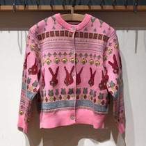 Spot childrens clothing custom 21 spring boys and girls cartoon jacquard cardigan coat V collar sweater top color sweater