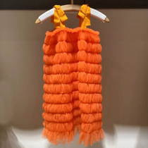 Spot childrens clothing custom 21 summer new girl mesh sling dress vest princess skirt CX-1L1501450