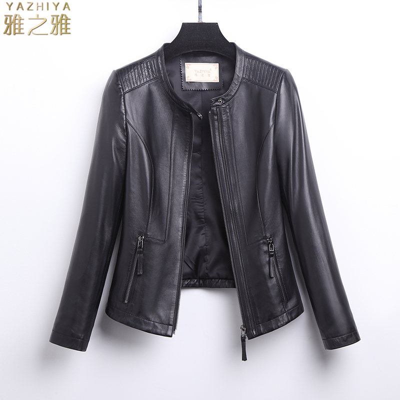 2020 mùa xuân mới Henning Cừu Da Da ngắn Locomotive nhỏ Coat Thường lãm Leather Jacket da nữ Thin