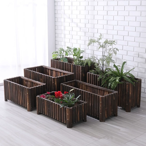 [Hui] Антикоррозивная деревянная цветочная коробка Толстая балкон овощной горшок с гончарным горлочником с большой прямоугольной верхним этажом с твердым деревян