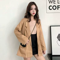Mới giản dị phiên bản Hàn Quốc của bộ đồ nhỏ sang trọng áo khoác nữ dài phần Hồng Kông hương vị retro áo dài tay sinh viên bộ vest nữ đẹp