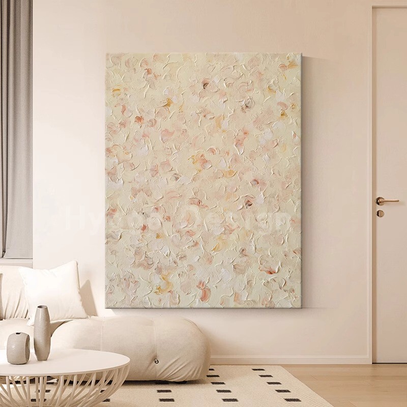Abstract Wall Art Painting for Guesthouse, Restaurant, or Entrance Hall with a Creamy Style and Artistic Feel