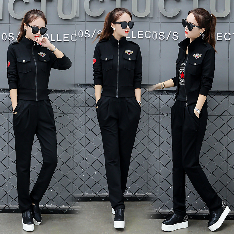 2020 outdoor spring autumn camouflan suit women's Korean version handsome gas military uniform black square dance water soldier dance suit three sets