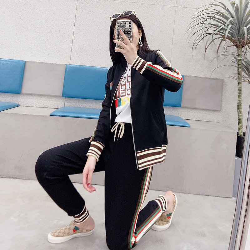 Sandro Mocoloni Leisure sports suit women's clothing autumn winter new large size with long sleeves net red Two sets