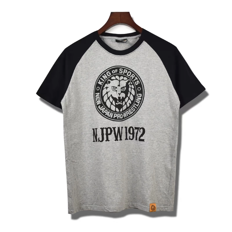 Áo thun nam NJPW mới Nhật Bản đấu vật sư tử tiêu chuẩn cotton raglan tay áo nam và nữ mặc đôi tay ngắn cơ sở mặc