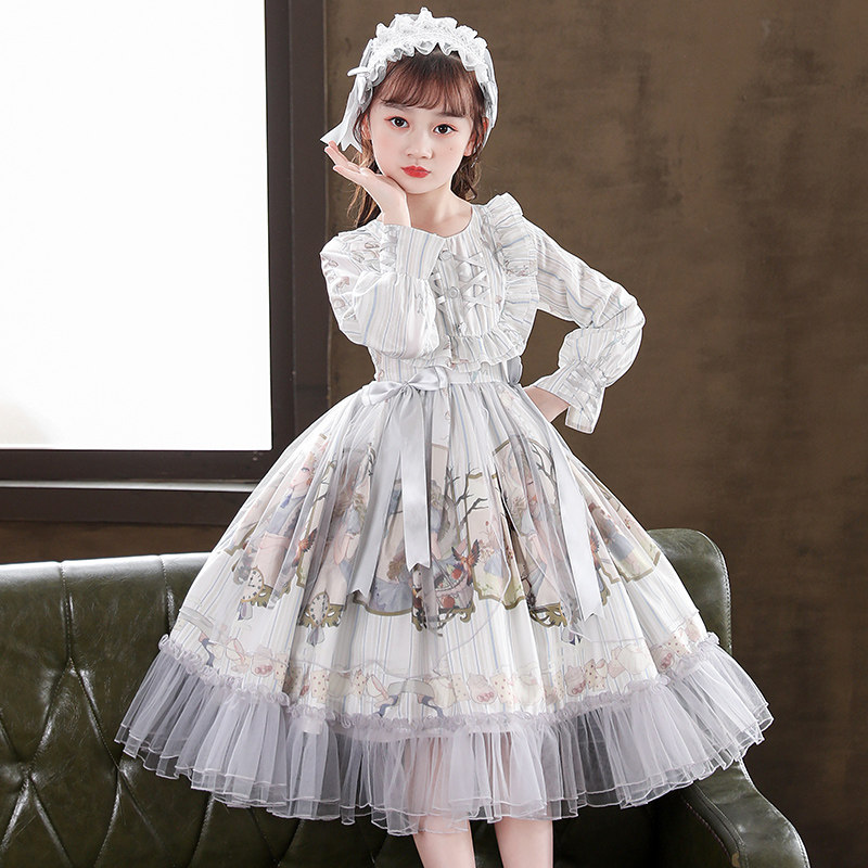 Lolita Girls Princess Clothes 2023 new Lolita Children Lolita Long Sleeve Dress in autumn