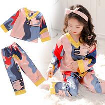 Netred childrens pajamas spring and autumn ice silk girls in summer girls lovely in the big boys home suit