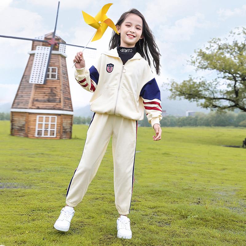 Net red girls spring clothing suit 2023 Yang new Han Edition small girl spring and autumn children fashionable two sets
