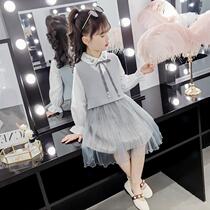 Korean girl dress spring 2022 new Korean version of foreign style childrens casual two-piece dress Princess skirt